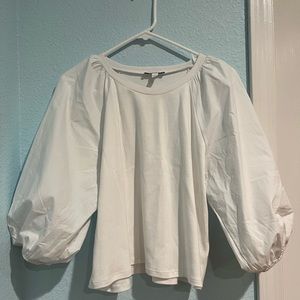 Women’s S size express puffed sleeve white cotton blouse